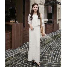 [nanamiさんコラボ]2点セット前後2wayリブニットトップス×キャミワンピース [E3514]