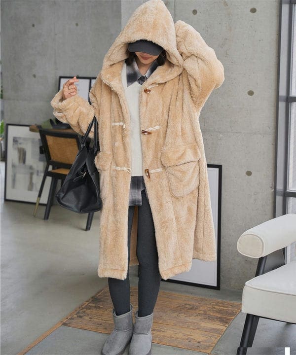 122A美品 ルイルエブティック　ダッフルコート　大きいサイズ フォックスファー 122A美品 ルイルエブティック ダッフルコート 大きいサイズ