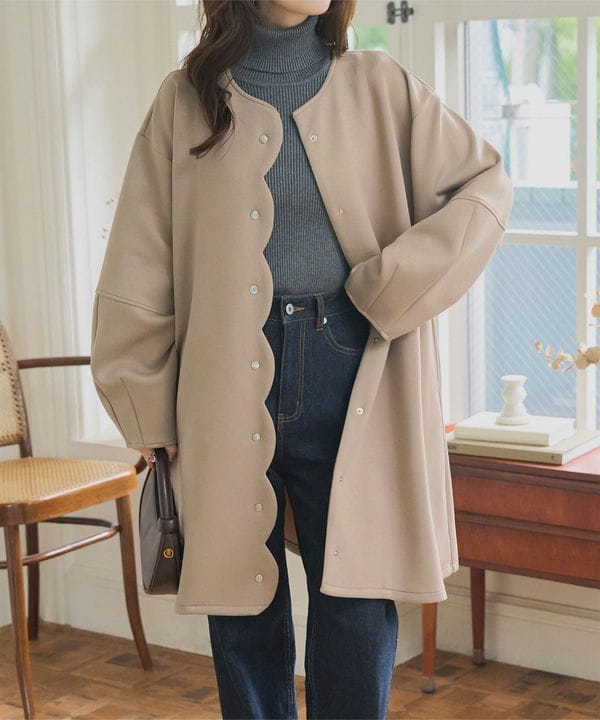 小澤美里さんコラボ ]リボンブローチつきエコファーショートコート