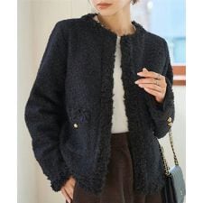 神戸レタス(KOBE LETTUCE)のノーカラーボアトリムジャケット [K1414]