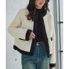 神戸レタス(KOBE LETTUCE)のノーカラーボアトリムジャケット [K1414]