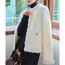 神戸レタス(KOBE LETTUCE)のノーカラーボアトリムジャケット [K1414]