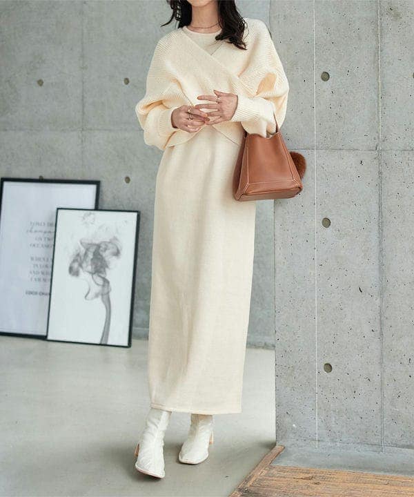 金釦ニットCD×マーメイドキャミワンピースSET | アルシーヴ