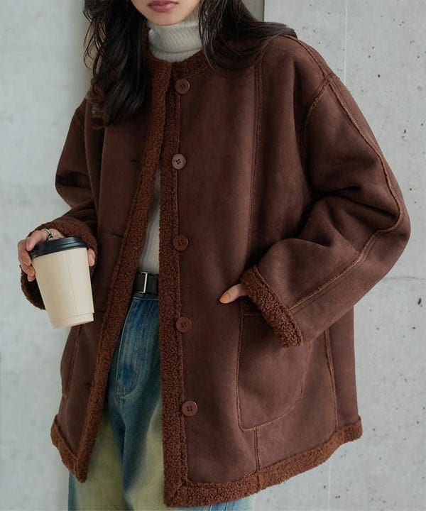 WEB限定】〈手洗い可能〉ウール ライク ジャージー メルトン 2WAY P