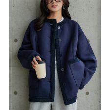 ムートンリバーシブルショート丈コート [K1394]