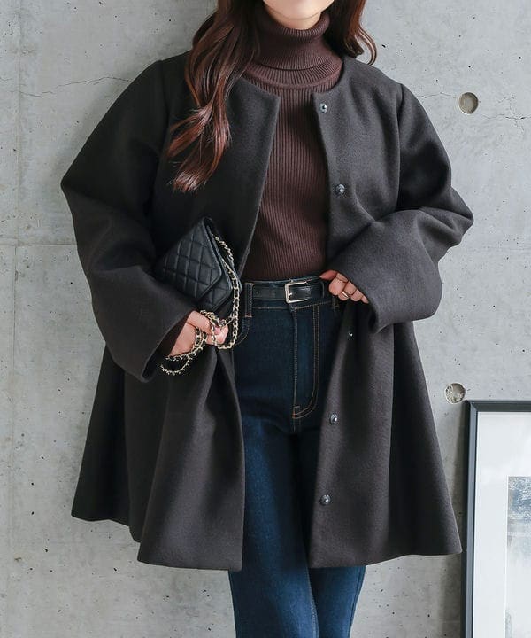 UNTITLED はっ水／UV／洗える　タスランノーカラーコート アンタイトル UNTITLED 【はっ水／UV／洗える】タスランノーカラー