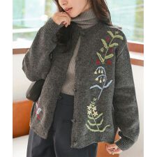 立体刺繍ニットカーディガン [N1254]