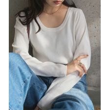 神戸レタス(KOBE LETTUCE)のUネックシンプル長袖ニットトップス [N1241]