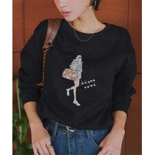 神戸レタス(KOBE LETTUCE)のプリント柄スウェットプルオーバー [C7747]