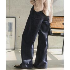 [ 裏起毛 ] あったか裏シャギーワイドカーブデニムパンツ [M4334]