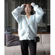 神戸レタス(KOBE LETTUCE)の[ Yuumiさんコラボ ]もこもこVネックニットカーディガン [N1200]