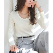 [ 裏起毛 ] 深UネックロンT [C7746]