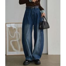 [ 裏起毛 ] 裏ファーバレルレッグカーゴデニムパンツ [M4343]