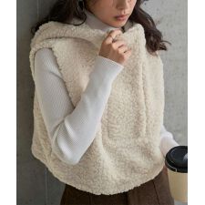 フード付きボアベスト [C7738]