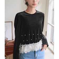 選べる2タイプ ベロアデザインブラウス [C7748]