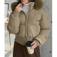 ボリュームファーショート丈中綿コート [K1422]