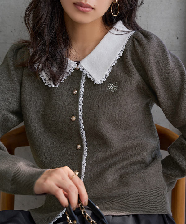 レースつき襟ニット [N1265] | 神戸レタス(KOBE LETTUCE) | マルイ