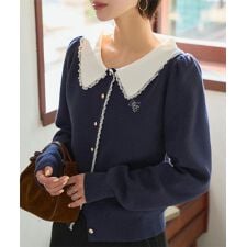 レースつき襟ニット [N1265]