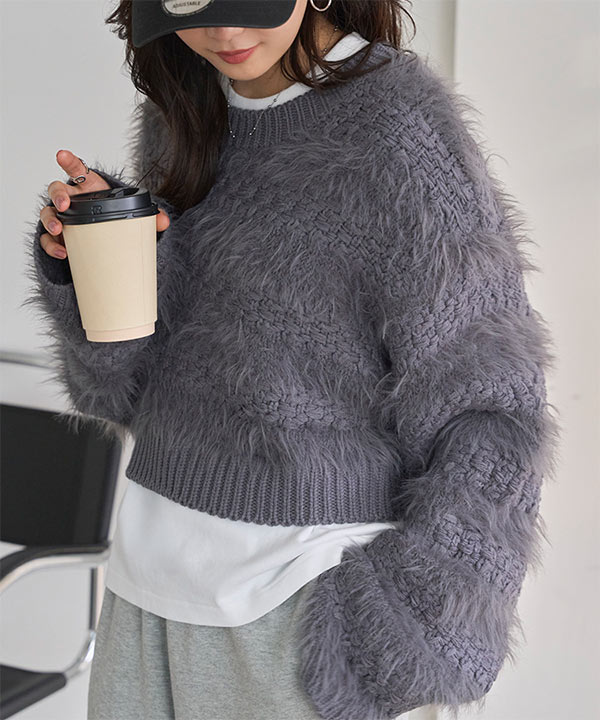 CELFORD（セルフォード）リボンモチーフケーブルニットプルオーバーグレー36 リボンモチーフケーブルニットプルオーバー(ニットプルオーバー)｜TOPS