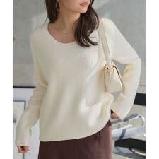 [ 裏起毛 ] 深Uネック裏起毛リブニット [C7788]