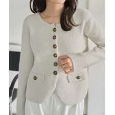 ゴールドボタンもっちりニットカーディガン [N1304]