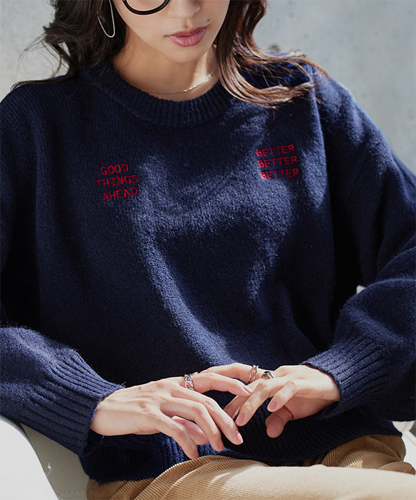 ロゴ刺繍ニットトップス [N1306] | 神戸レタス(KOBE LETTUCE) | マルイ