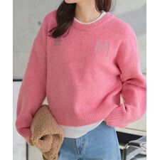 ロゴ刺繍ニットトップス [N1306]