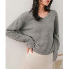 Vネックシャギーニット [C7776]