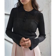 ショート丈シアーポロニット [N1315]