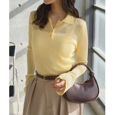 ショート丈シアーポロニット [N1315]