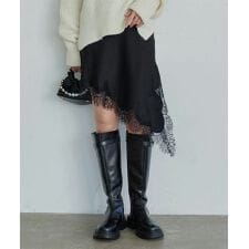 裾レースアシメサテンスカート [M4387]