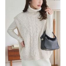 ケーブルハイネックニットベスト [C7813]