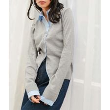 シャツレイヤード風ニットカーディガン [N1316]