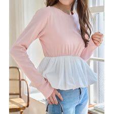 ペプラム切替バルーンコットンロンT [C7801]