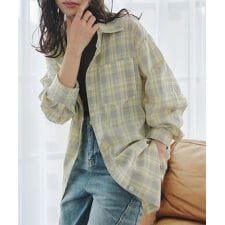 シアーチェック柄ビッグシャツ [C7846]