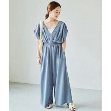 [田中亜希子さんコラボ]選べるサイズ深Vネックオールインワン [E3548]