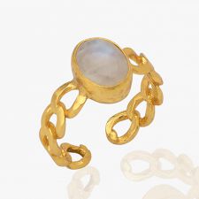 天然石チェーンデザインリング