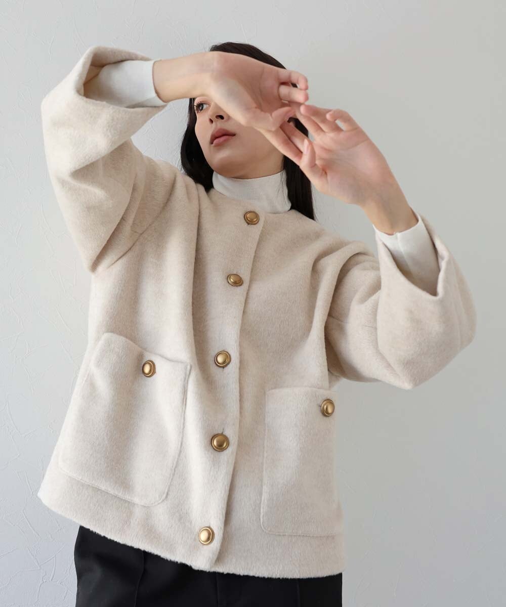 2025AW新作【Classical Evon】シャギーノーカラーコート（ミドル丈