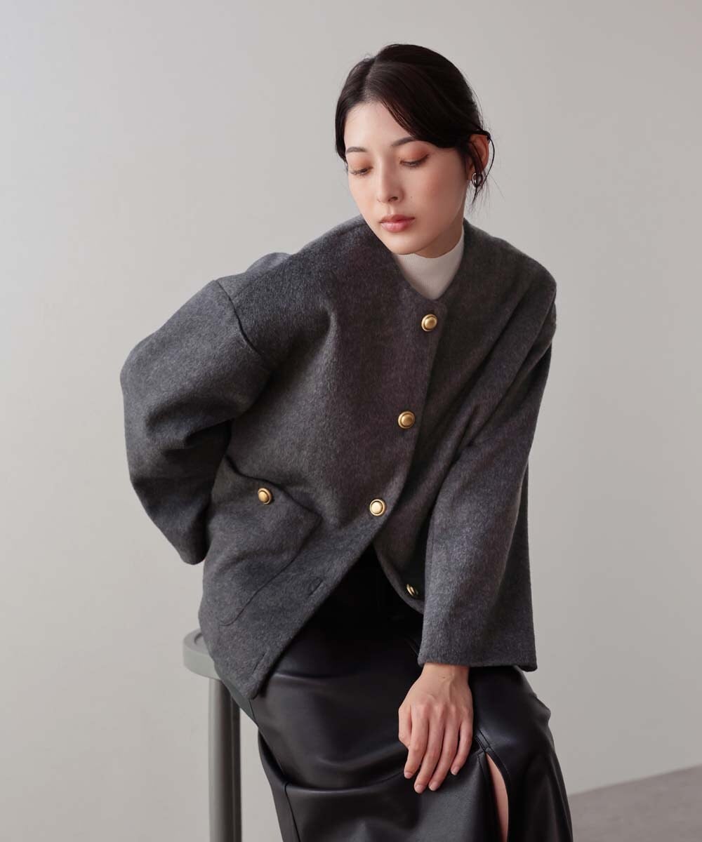 2025AW新作【Classical Evon】シャギーノーカラーコート（ミドル丈