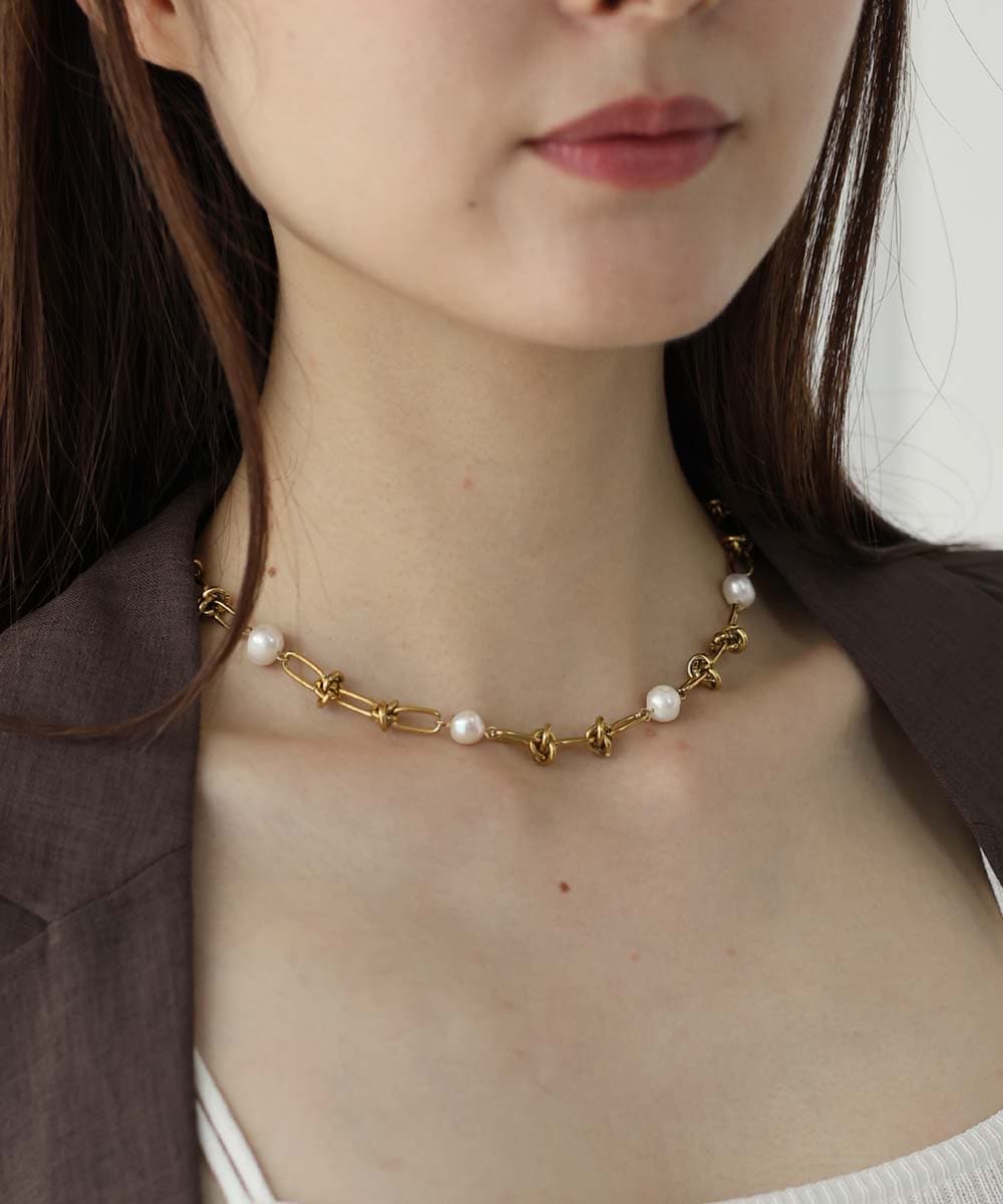 チェーンパールネックレス / サージカルステンレス