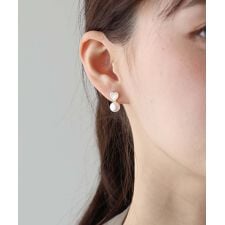 クリアハート淡水パールピアス/ silver925