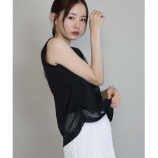 麻混ギャザーシアーニット