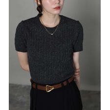 カシミヤ混ケーブルニット