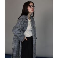 チェックロングコート