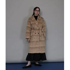 チェックロングコート