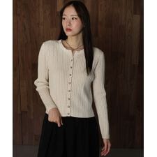 ジェーバイブルー(J by blue)のゴールドボタンケーブルクルーカーディガン