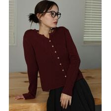 ジェーバイブルー(J by blue)のゴールドボタンケーブルクルーカーディガン