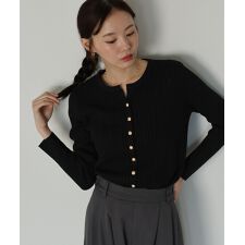 ジェーバイブルー(J by blue)のゴールドボタンケーブルクルーカーディガン