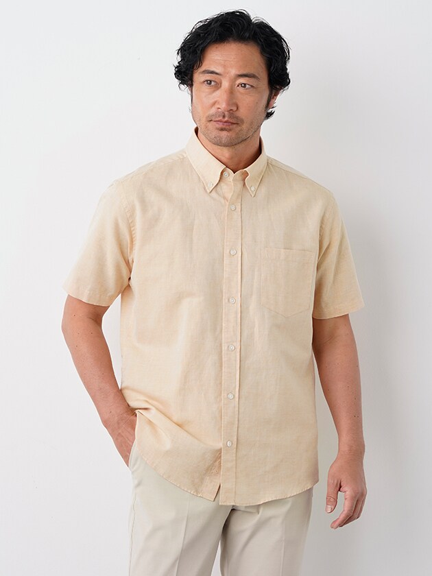 シンプルライフ・ LIBERTY FABRIC ボタンダウン 半袖 シャツ LIBERTY. リバティ ブラウス プリント 半袖 ボタンダウンシャツ