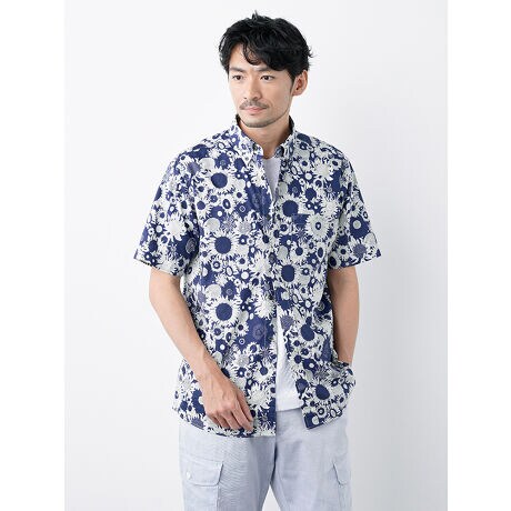 サンフラワープリント半袖シャツ made with Liberty Fablic 